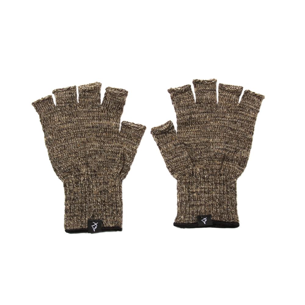 Knit Fingerless Gloves, Superfine Italian Merino Wool, Harvest Brown, Small