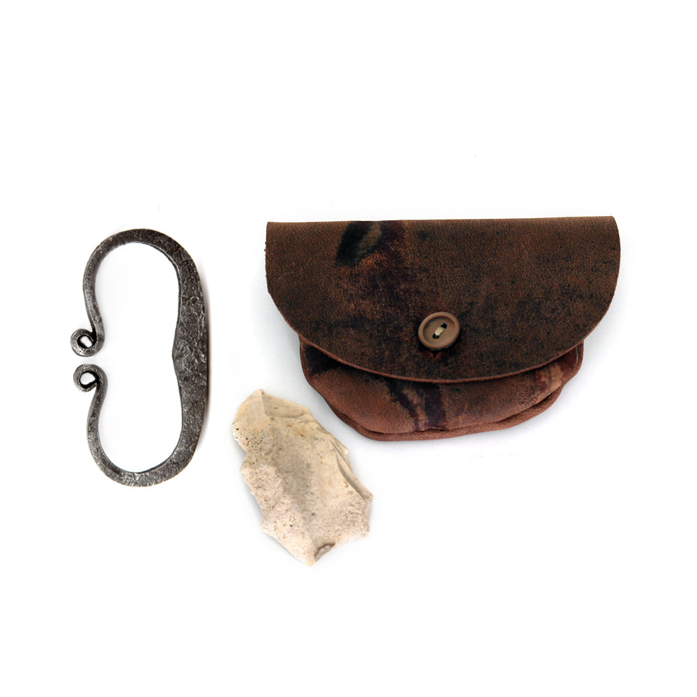 Bushcraft handmade leather belt pouch and 2 oz tinder box